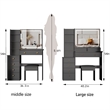 41 Black wood Bedside Vanity Table with LED Mirror and Cushioned Stool