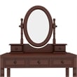 Walnut Wood Vintage Vanity Desk Set with Mirror 5 Drawers  Stool