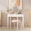 White 35.4  MDF Vanity Desk with Drawer and Gold Knob Modern Compact Table