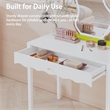 White 35.4  MDF Vanity Desk with Drawer and Gold Knob Modern Compact Table