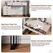 White wood Adjustable Length Vanity with Cloud LED Mirror and Storage Cabinet