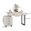 White wood Adjustable Length Vanity with Cloud LED Mirror and Storage Cabinet