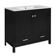36 Black Solid Wood Bathroom Vanity with Storage Shelves Divided Drawer