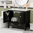 36 Black Solid Wood Bathroom Vanity with Storage Shelves Divided Drawer