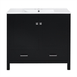 36 Black Solid Wood Bathroom Vanity with Storage Shelves Divided Drawer
