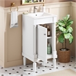 18 French White Solid woodSmall Bathroom Vanity with Adjustable Shelf
