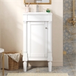 18 French White Solid woodSmall Bathroom Vanity with Adjustable Shelf