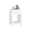 Modern White Solid Wood Scalloped Nightstand with Drawer and Shelf