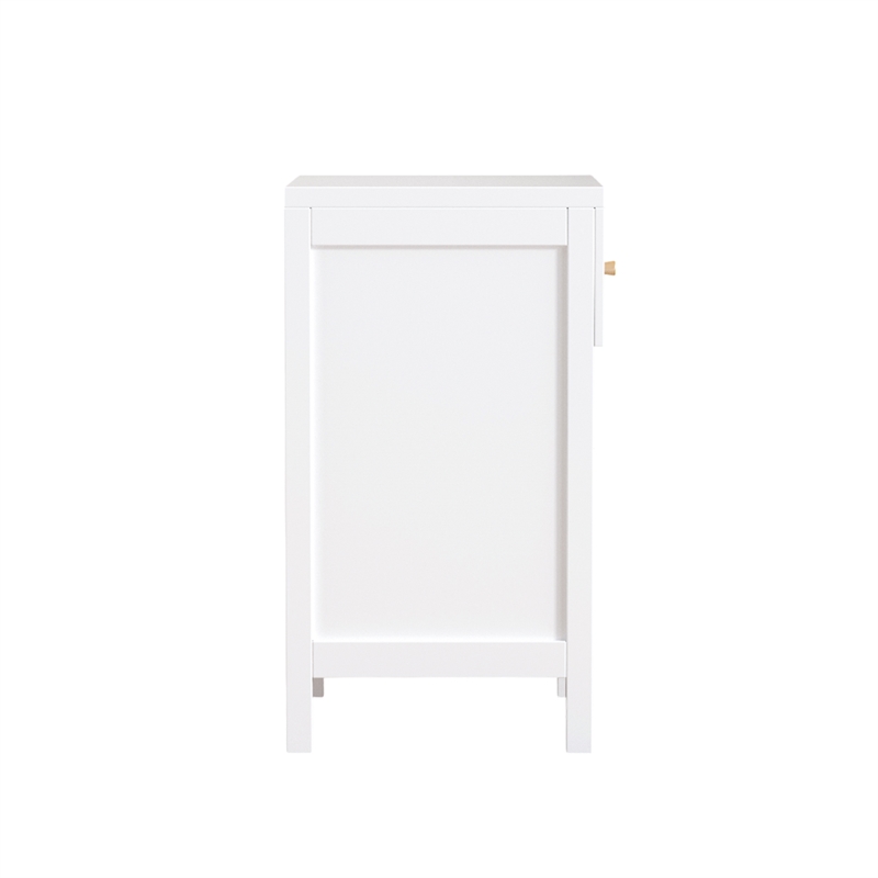 Modern White Solid Wood Scalloped Nightstand with Drawer and Shelf