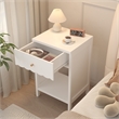 Modern White Solid Wood Scalloped Nightstand with Drawer and Shelf
