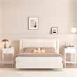 Modern White Solid Wood Scalloped Nightstand with Drawer and Shelf