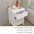 Modern White Solid Wood Scalloped Nightstand with Drawer and Shelf