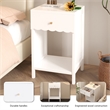 Modern White Solid Wood Scalloped Nightstand with Drawer and Shelf