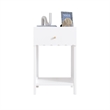 Modern White Solid Wood Scalloped Nightstand with Drawer and Shelf