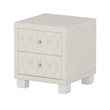 Beige Velvet 2 Drawer Nightstand with Crystal Handle and Button Tufted Detail