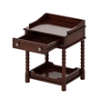 Dark Walnut Wood Retro Nightstand with Drawer and Open Shelf
