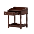 Dark Walnut Wood Retro Nightstand with Drawer and Open Shelf