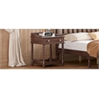 Dark Walnut Wood Retro Nightstand with Drawer and Open Shelf