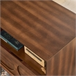 Mid Century Modern Brown Solid Wood Nightstand with USB Ports and Drawer