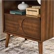 Mid Century Modern Brown Solid Wood Nightstand with USB Ports and Drawer