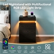 Black Solid Wood 3 Drawer Sliding Top Charging LED Nightstand