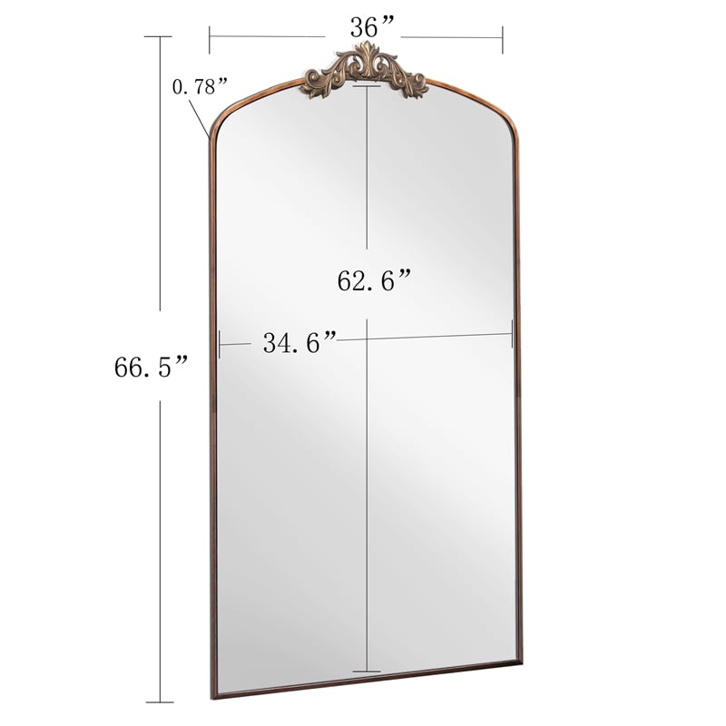 Brown Arched Full Length Mirror 66 Metal Framed Ornate Floor Mirror