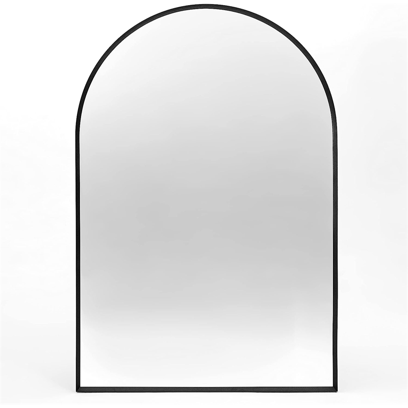 24 Black Metal Framed Arched Bathroom Wall Mirror Metal Wood Black