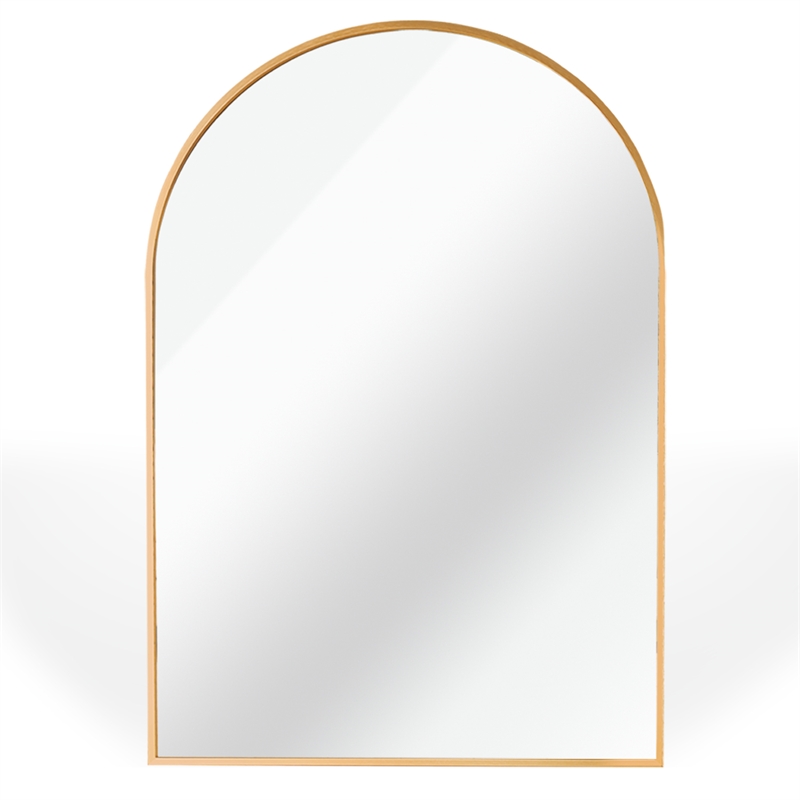 20 Gold Arched Bathroom Mirror Metal Frame and Wood Design modern mirror