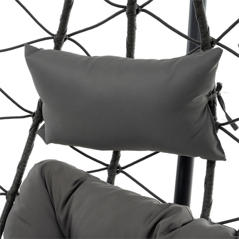 Gray Steel 2-Person Indoor Outdoor  Hanging Egg Chair with Stand