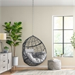 Gray Rattan Hanging Chair with 8ft Chain