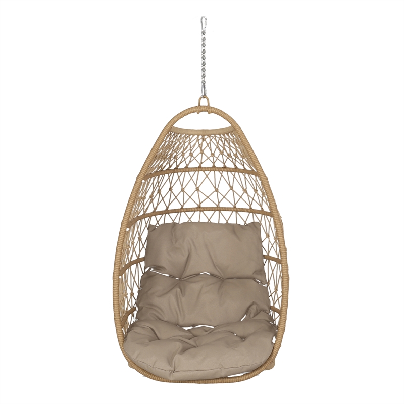 Brown Fabric Foldable Hanging Chair for Indoor and Outdoor Use