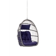 Blue Rattan Outdoor Garden Egg Swing Hanging Chair with PE Wicker and Stand