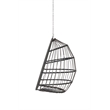 Gray Rattan Outdoor Hanging Egg Swing Garden Chair with Wood Stand