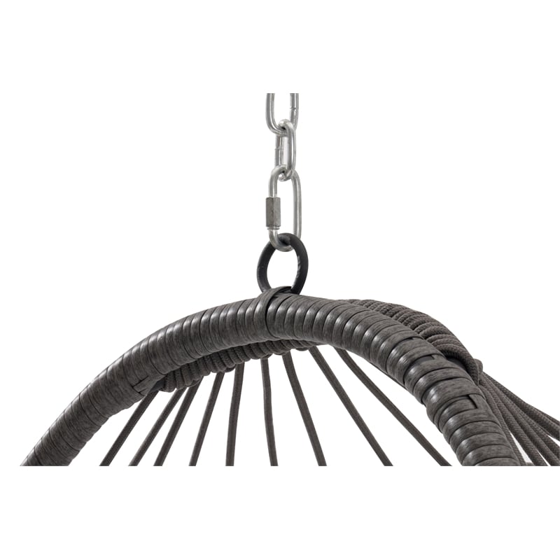 Gray Rattan Outdoor Hanging Egg Swing Garden Chair with Wood Stand