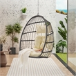 Gray Rattan Outdoor Hanging Egg Swing Garden Chair with Wood Stand