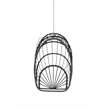 Gray Rattan Outdoor Hanging Egg Swing Garden Chair with Wood Stand