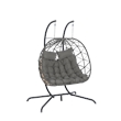 Gray Rattan Double Egg Chair with Stand and UV Resistant Cushions