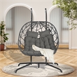 Gray Rattan Double Egg Chair with Stand and UV Resistant Cushions