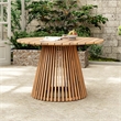 47.25  Teak Wood Round Outdoor Patio Dining Table for Backyard and Lawn