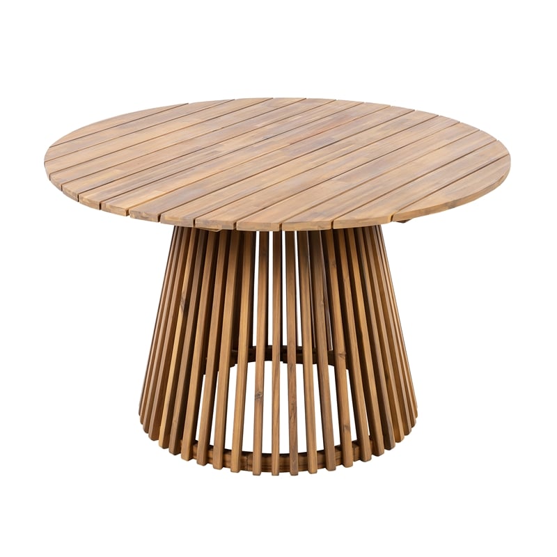 47.25  Teak Wood Round Outdoor Patio Dining Table for Backyard and Lawn