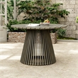 47.25 Round Gray Wood Outdoor Patio Dining Table for Backyard and Balcony