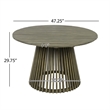 47.25 Round Gray Wood Outdoor Patio Dining Table for Backyard and Balcony