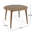 47.25 Round Teak Wood Modern Slatted Indoor Outdoor Dining Table