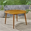 47.25 Round Teak Wood Modern Slatted Indoor Outdoor Dining Table