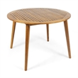 47.25 Round Teak Wood Modern Slatted Indoor Outdoor Dining Table