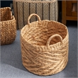 15 Round Water Hyacinth Woven Basket with Handles for Storage