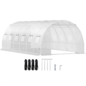 White Polyester Walk in Tunnel Greenhouse with 12 Roll up Windows