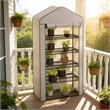 Small Portable Green Steel Mini Greenhouse - Convenient Outdoor Plant Growth