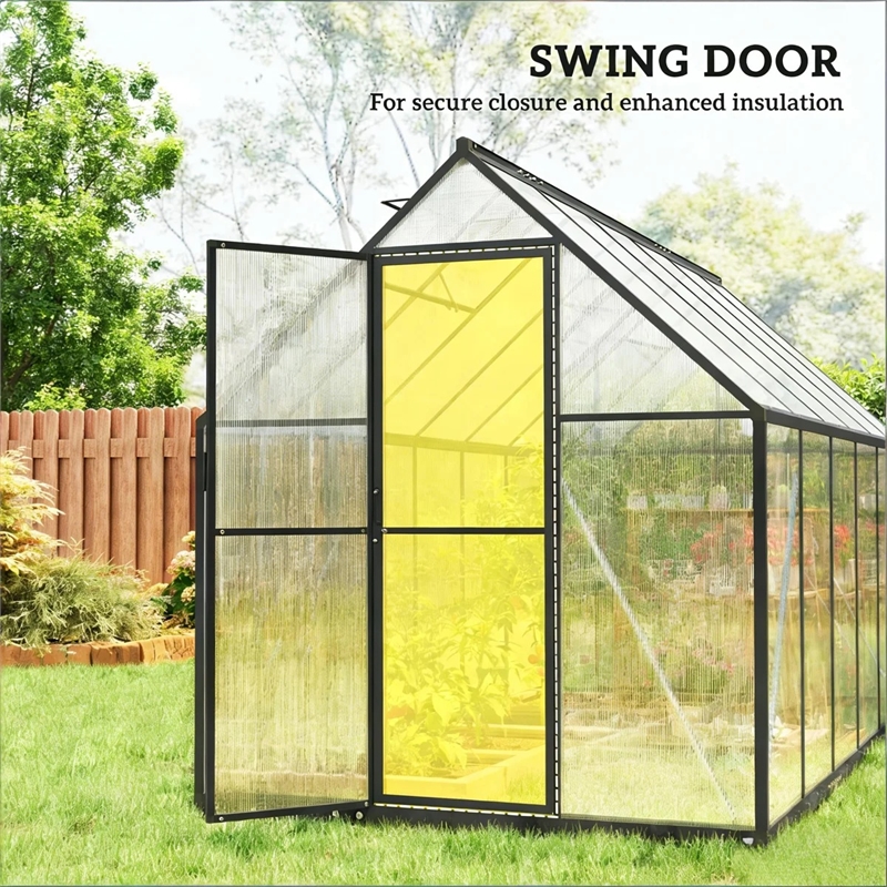 Black Aluminum Walk In Greenhouse for Durable and Spacious Outdoor Gardening