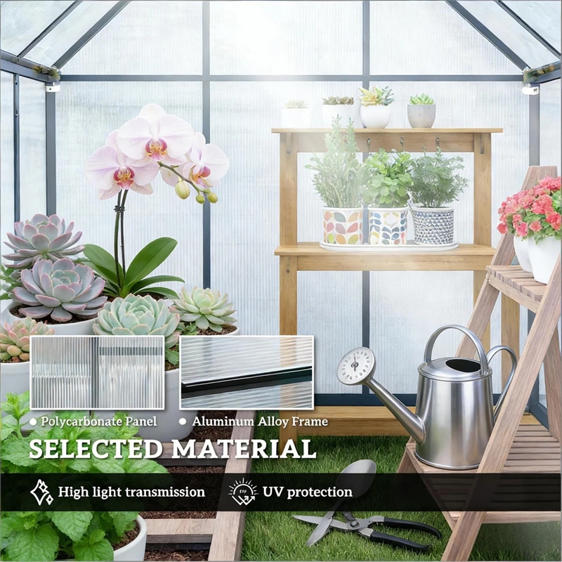 Black Aluminum Walk In Greenhouse for Durable and Spacious Outdoor Gardening